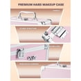 thumbnail image 3 of OMIRO Makeup Box with A Detachable Lighted Mirror, Waterproof Travel Train Case, Cosmetic Organizer with Adjustable Dividers, Makeup Case with A Magnetic LED Mirror (Icy Pink), 3 of 6