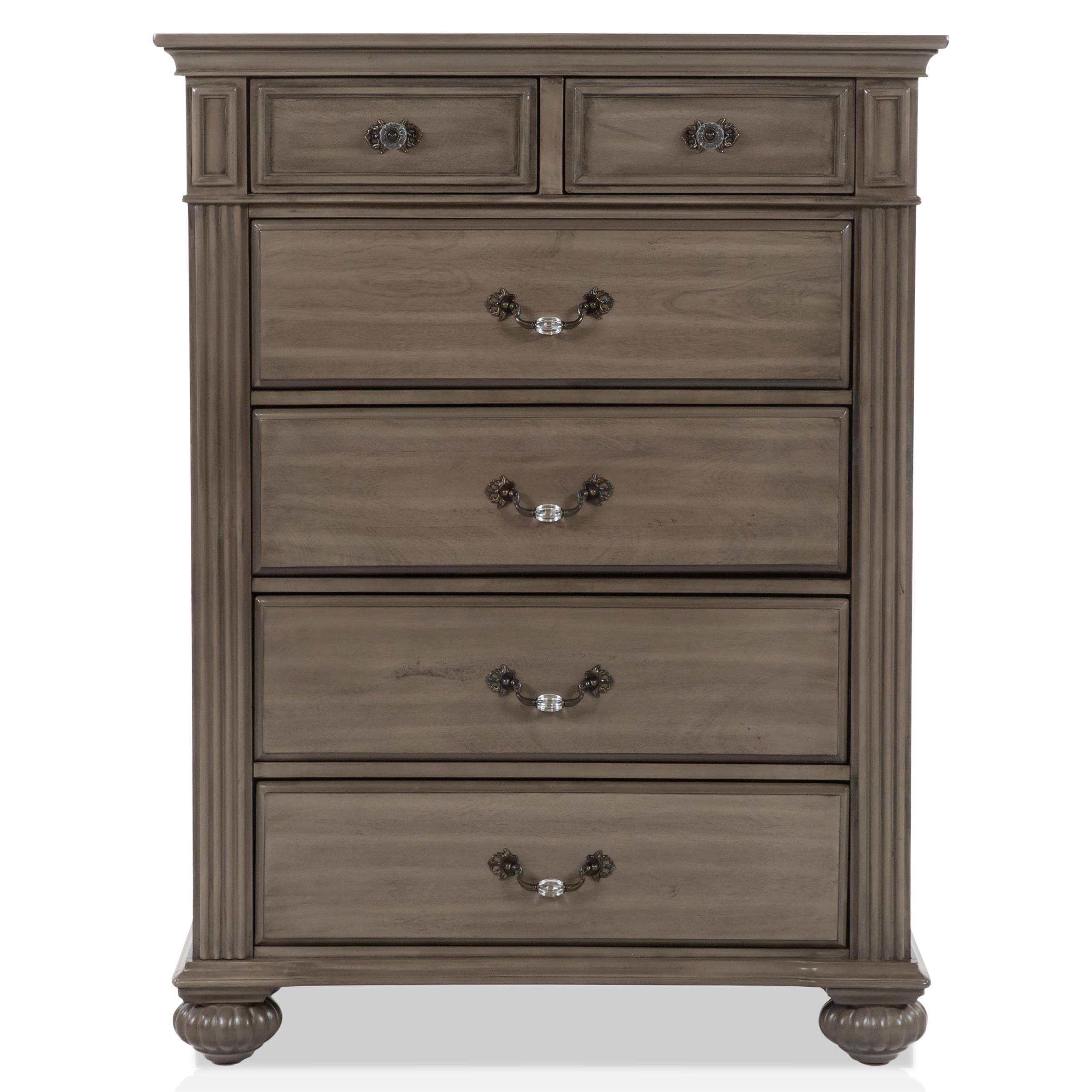 Furniture of America Damos Traditional Solid Wood 6-Drawer Chest in Gray