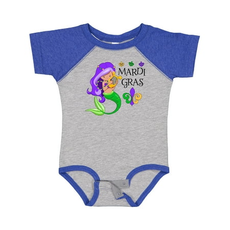 

Inktastic Mardi Gras Mermaid with Harp and Beads Gift Baby Boy or Baby Girl Bodysuit