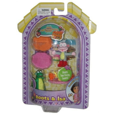 Dora The Explorer Magical Welcome House Poseable Boots and Isa Toy Figure Doll Set