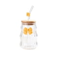 thumbnail image 2 of FastXmas 450ml Round Glass Cups with Lids and Straws, Cold Drinking Glass Tumbler with Handle, Transparent Glass Cup for Water,Juice,Iced Coffee,Milk,Tea,for Office Home, 2 of 6