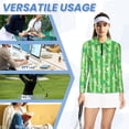 thumbnail image 6 of Garronmavis Women's Golf Shirt Zip Up Workout Tennis Tops Long Sleeve Athletic Hiking Running Workout Tops, Green Stripe Golf, Size 2XL, 6 of 7
