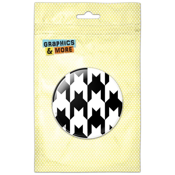 Preppy Houndstooth White Black Pinback Button Pin Badge