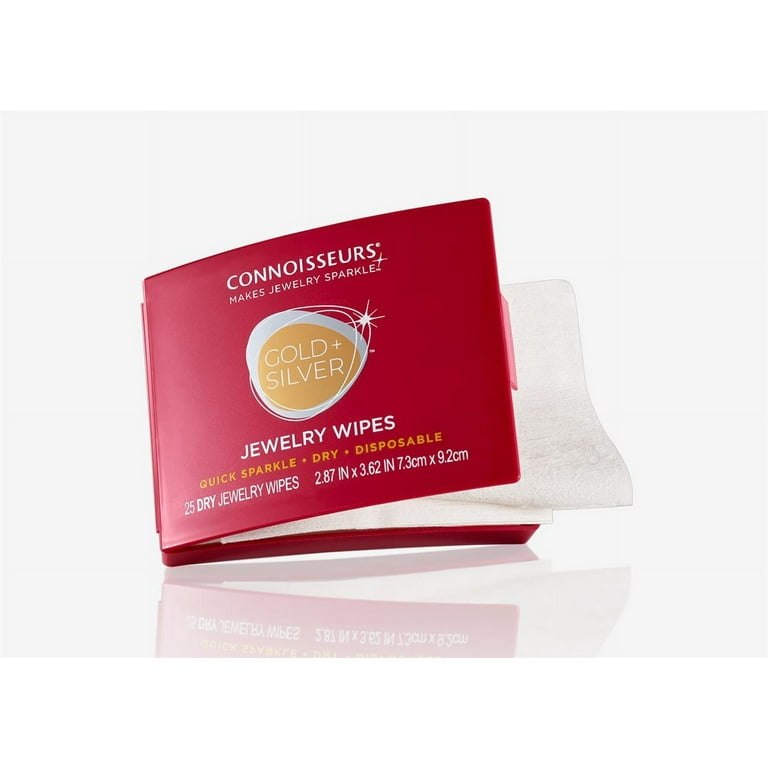 CONNOISSEURS Gold and Silver Dry Disposable Jewelry Cleaning Wipes 25ct —*Jewelry  Cleaning Wipes