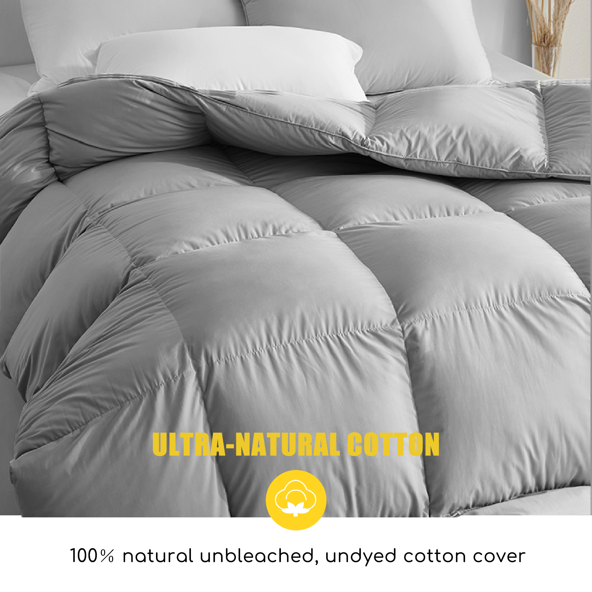 DOMDEC Ultra Soft Warm Heavy Weights Down Comforter Duvet Insert, Grey, King Size