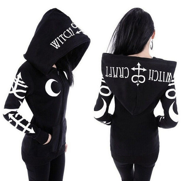 punk zipper chain pocket sweatshirt dress