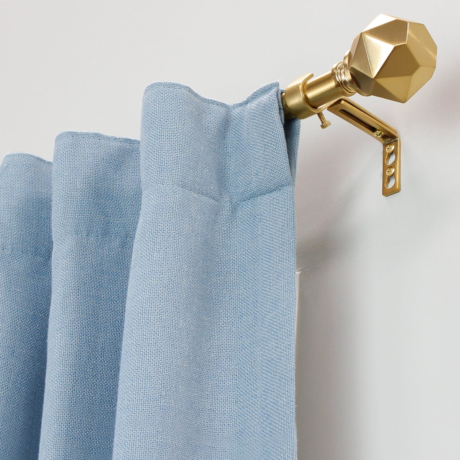 Lumi 66 in. - 120 in. Telescoping 3/4 in. Single Curtain Rod Kit in Champagne with Geometric Finials
