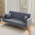 thumbnail image 2 of Glavbiku 71inch Convertible Love Seat Sofa,Retro Velvet Sofa Bed for Small Living Room,Gray, 2 of 15
