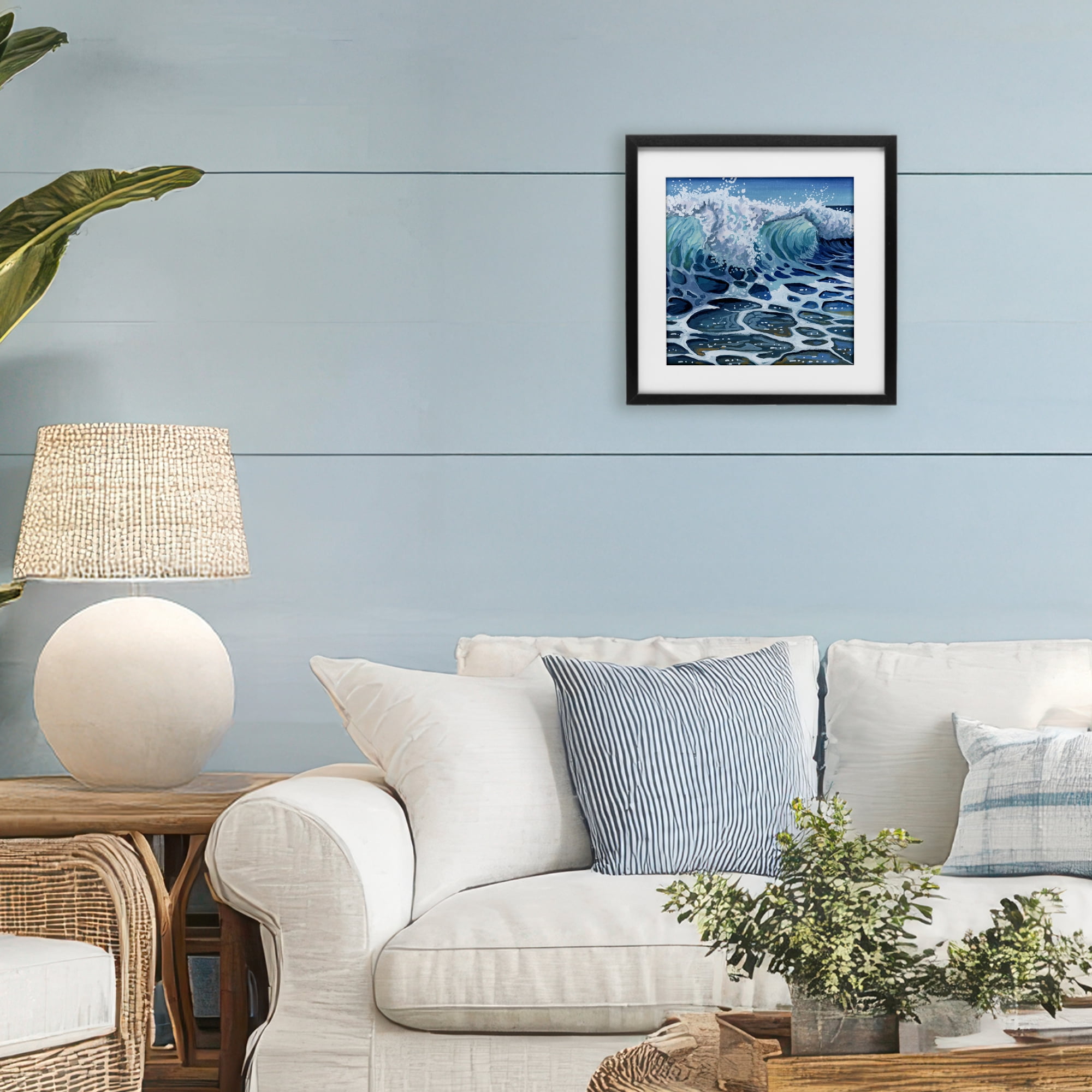 Stupell Industries Strong Crashing Waves on Beach Black Framed Print Under Glass, design by Kate Jarvik Birch