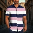 thumbnail image 2 of ZCFZJW Mens Casual Striped Shirts Button Down Short Sleeve Summer Hawaiian Shirt Loose Regular Fit Hippie Beach Vacation Tops with Pockets Pink XL, 2 of 6