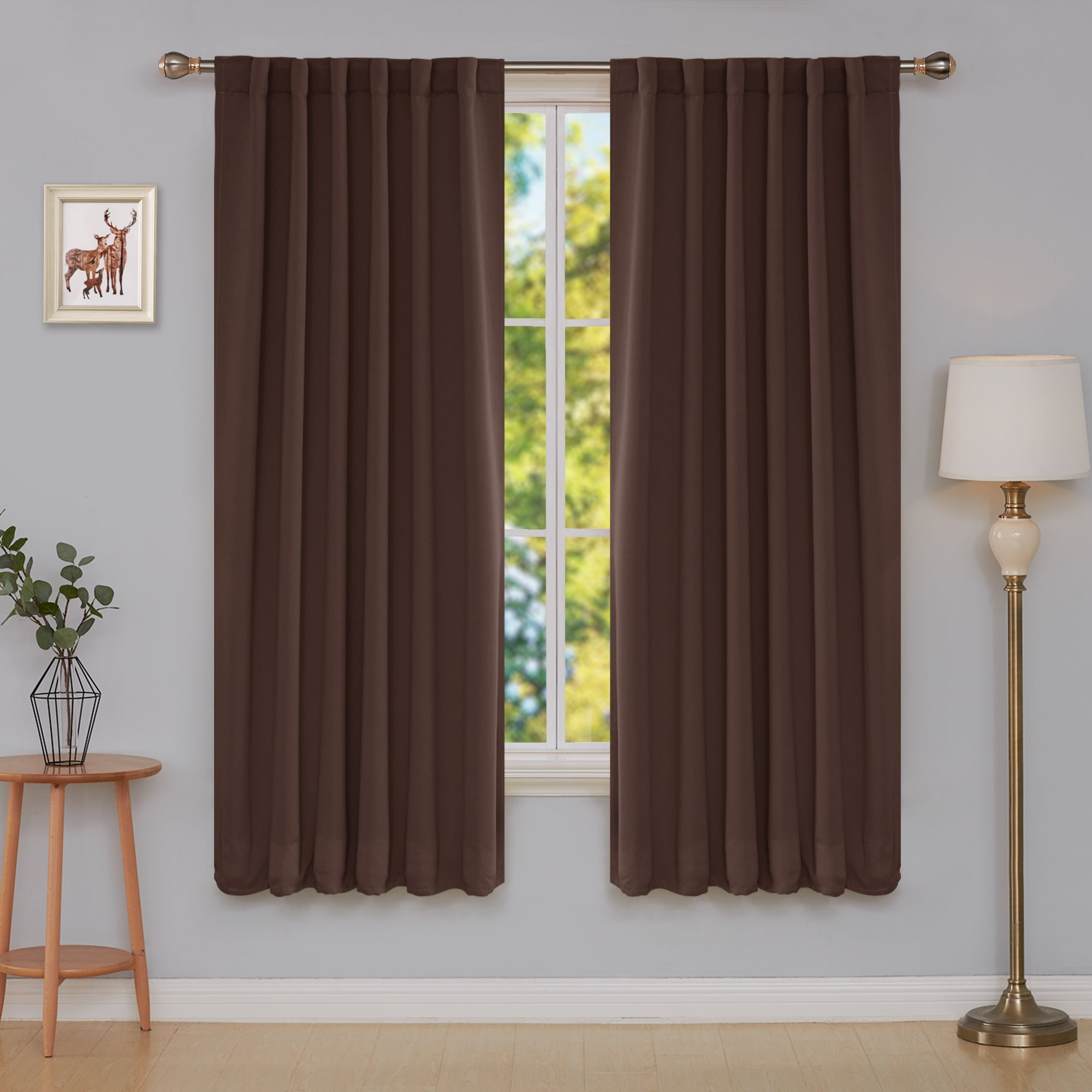 Cream, 46x72 Thermal Blackout Curtain Pair Heavy Insulated Pencil Pleat Tape Top Curtain Pair Room Darkening Curtain Panels