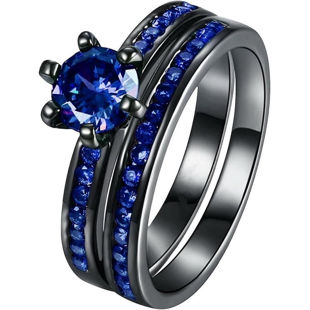 Anillos apilables Blue Manriver para mujer circonitas con piedras preciosas y diamantes de imitación tamaño 5-12 azul 77