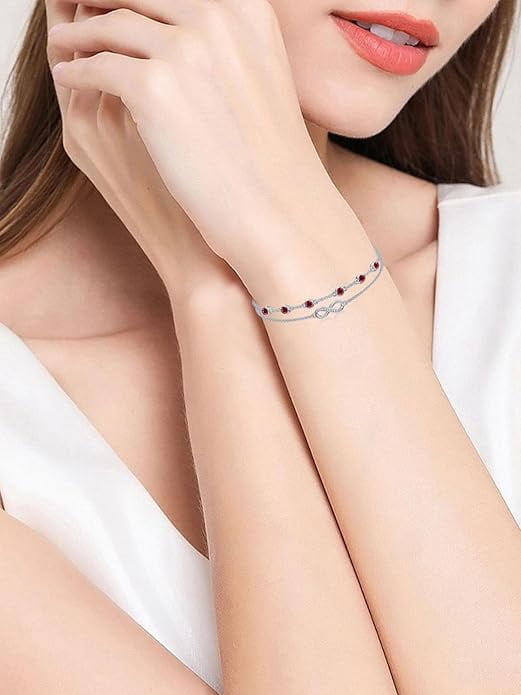 CACA LADY Women's 925 Sterling Silver Adjustable Anklet Endless Love Symbol Anklet Adjustable Plus Size Large Valentine's Day Mother's Day Gift for Her