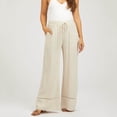 thumbnail image 2 of LIaqionyy Womens Maternity Pants Wide Leg High Waisted Adjustable Drawstring Casual Trousers with Pockets, 2 of 6
