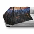thumbnail image 3 of City Soft Flannel Fleece Blanket, Futuristic Cityscape on Distant World Sci-Fi Inspired Design Planets in Sky, Cozy Plush for Indoor and Outdoor Use, 60" x 80", Orange Blue Cinnamon, by Ambesonne, 3 of 6