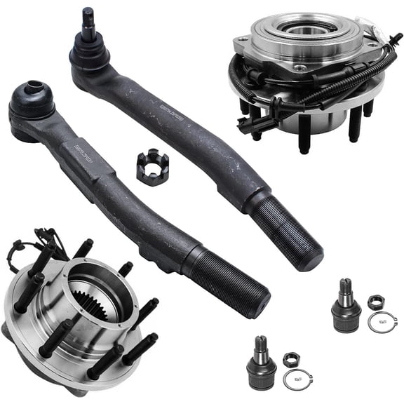 Detroit Axle - 4WD 6pc Front Wheel Bearing Hubs Kit for Ford 2017-2019 F-250 F-350 Super Duty 2 Wheel Bearing Hubs Assembly 2 Lower Ball Joints 2 Outer Tie Rods 2018 Replacement