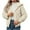 Beige, variant on Womens Plush Jacket Cropped Zip Up Hooded Casual Coats Winter Fall Outerwear Warm Clothes with Pockets