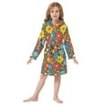 thumbnail image 6 of FORMRS Niños Bathrobe Unisex Hooded Robe Soft Plush Pajamas Sleepwear, Size 4-6T, Cartoon Flowers, 6 of 7
