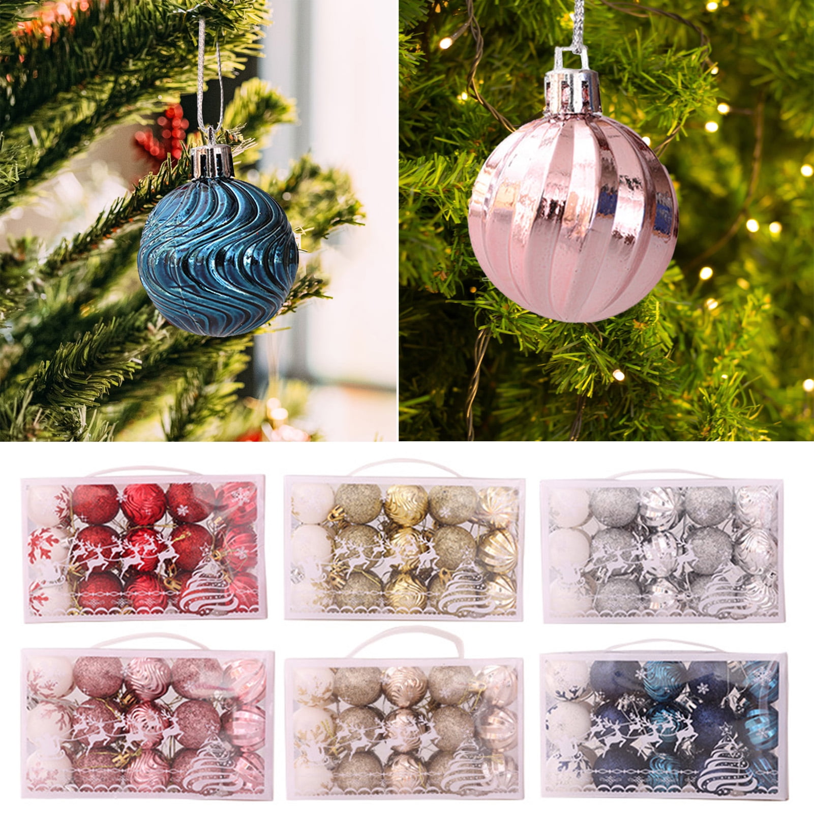 Pack of 12 Blue Mini Droplet Bauble Pendants Christmas Tree Decorations 