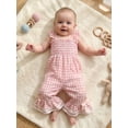 thumbnail image 4 of Loicainy Baby Toddler Girls Summer Jumpsuit 6 12 18 24 Months 2T 3T 4T Ruffle Sleeveless Smocked Bust Plaid Print Romper Toddler Bell Bottoms, 4 of 9
