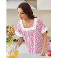 thumbnail image 2 of Ekouaer Cotton Nightgowns for Women Vintage Victorian Nightgown Short Sleeve Lace Night Gown Long Nightdress Soft Nightshirt, 2 of 6