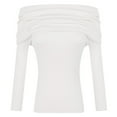 thumbnail image 3 of UJNDER Off The Shoulder One Shoulder Knit Sweater for Women Spring Autumn Collarbone Long Sleeve White One Size, 3 of 3