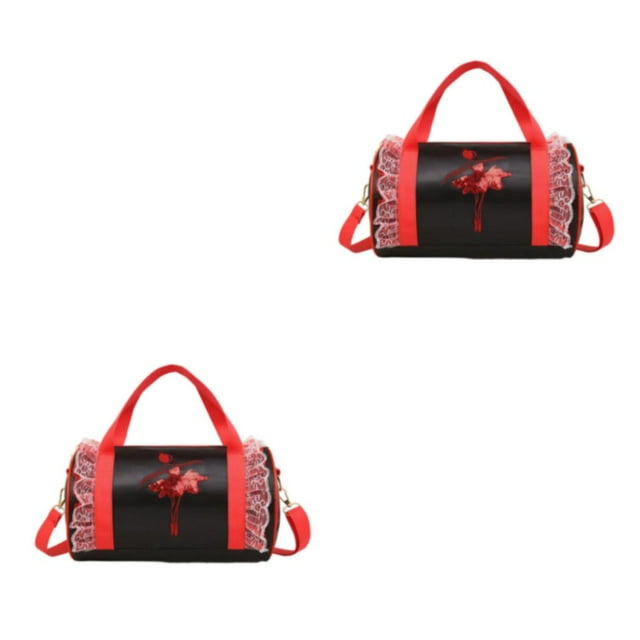 Destyer Girls Latin Dance Bag And Durable Storage Solution For Dance Enthusiasts black short yarn 2Set