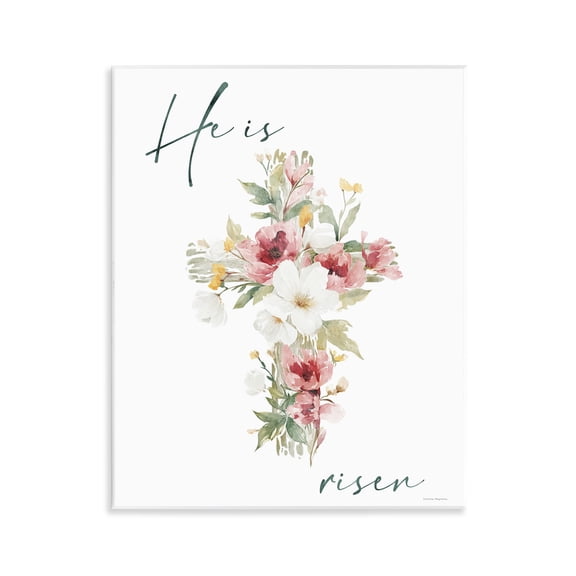 Stupell Industries He Is Risen Flower Cross Wall Plaque Art, design by Svetlana Aleynikova