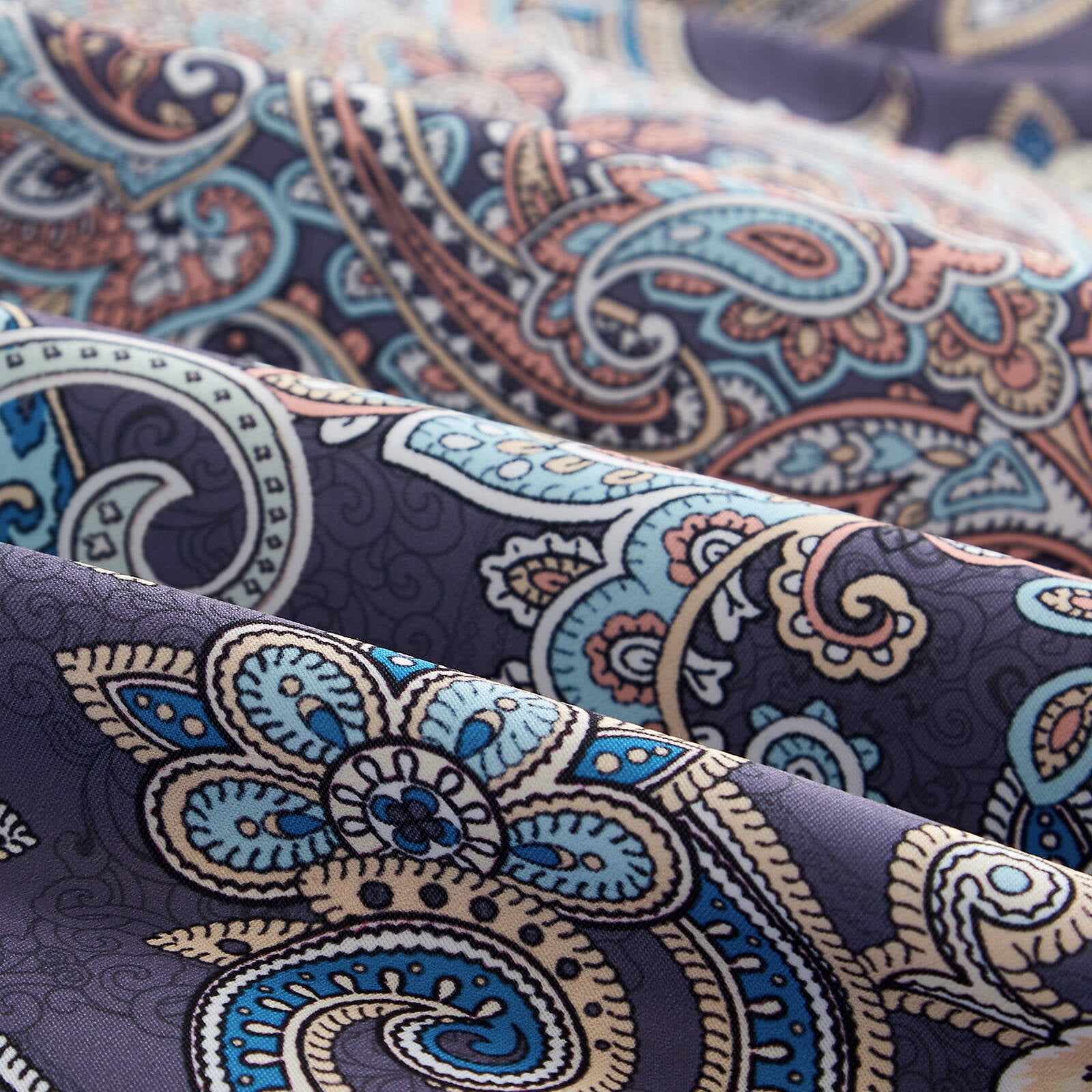Wajade 7PCS Boho Paisley Print Luxury Comforter Bed in a Bag Set King Size, Vintage Floral Medallions Microfiber Bedding Set (1 Comforter,2 Pillow Shams,1 Flat Sheet,1 Fitted Sheet,2 Pillowcases)