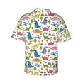 thumbnail image 4 of Xecao Cute Dinosaur print Hawaiian shirt - a stylish short-sleeve button-down for men, perfect for casual beach and tropical outings., 4 of 9