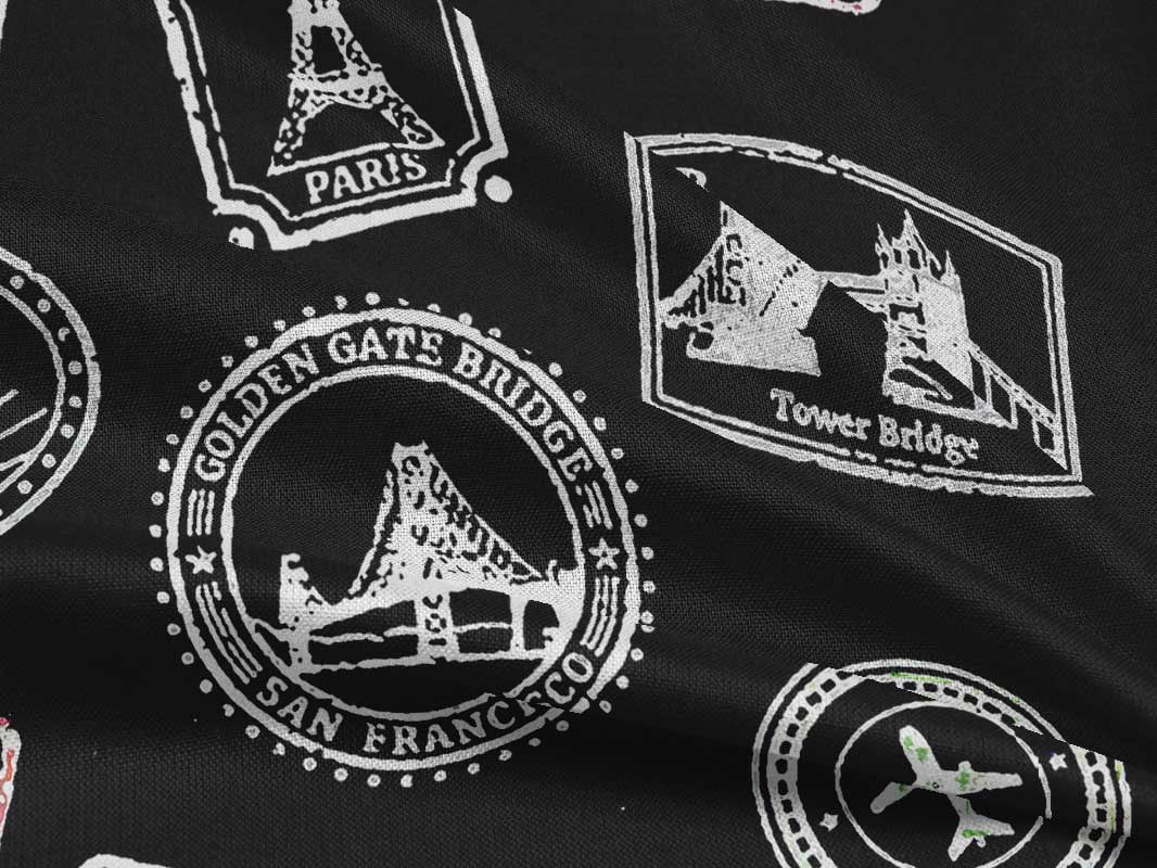 oneOone Rayon Black Fabric Travel Sewing Material Print Fabric By The Yard 56 Inch Wide