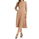 thumbnail image 2 of Vestido de trabajo para mujeres INSPIRE CHIC, corte A, mangas 3/4, vestido midi elegante, color caqui oscuro, talla XS, 2 of 6