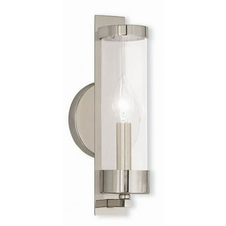 

1 Light New Traditional Steel Ada Wall Sconce with Clear Glass-12 inches H By 4.75 inches W-Polished Nickel Finish Bailey Street Home 218-Bel-1875293