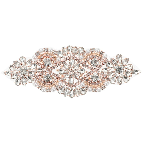 Masteelf Appliques Rhinestone Belt Sewing Applique Bride 13X5X0.4CM Rose Gold
