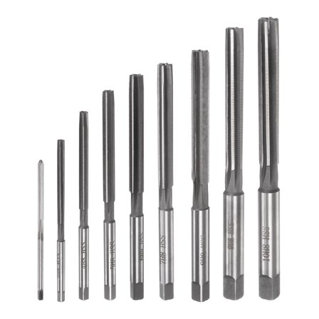 Uxcell 9pcs Hand Reamers Set 2mm-10mm H8 Metric Alloy Steel Reamer Bit Straight Flutes Reaming Tool