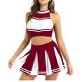 thumbnail image 2 of Sholeno Ensemble d'Uniforme de Cheerleader Sans Manches pour Femmes Adultes Jupe Plissée Mini Rouge Vin TG, 2 of 7