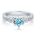 thumbnail image 2 of Gem Stone King 0.78 Ct Round Blue Apatite White Topaz 925 Sterling Silver Ring (Size 7), 2 of 2