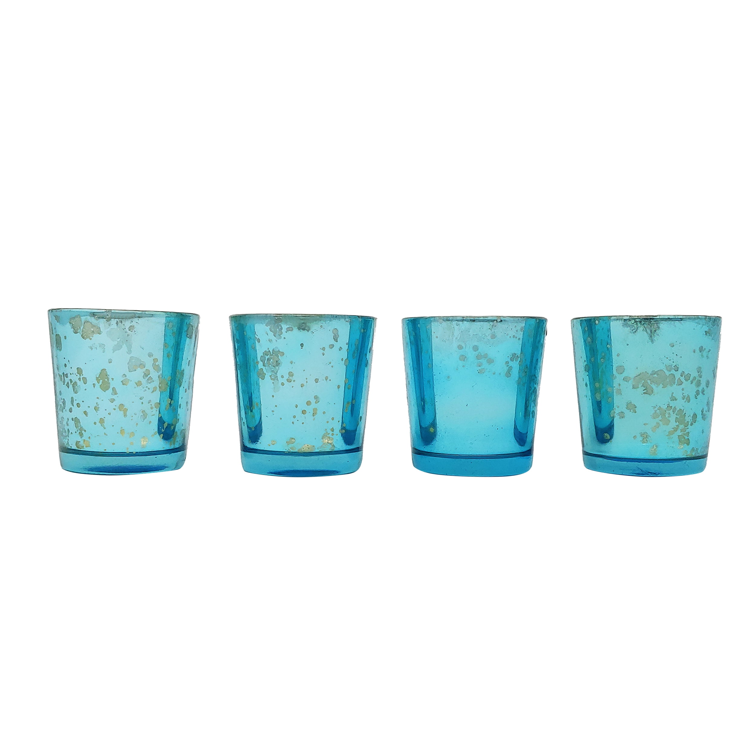 Turquoise Blue Silver Antique Mercury Finish Glass Tealight Votive
