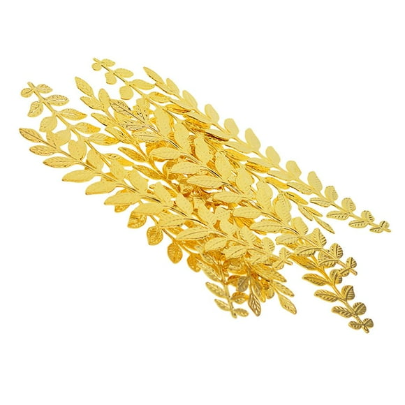 10 colgantes de hojas de rama larga de metal para manualidades y joyería. 10 piezas de oro