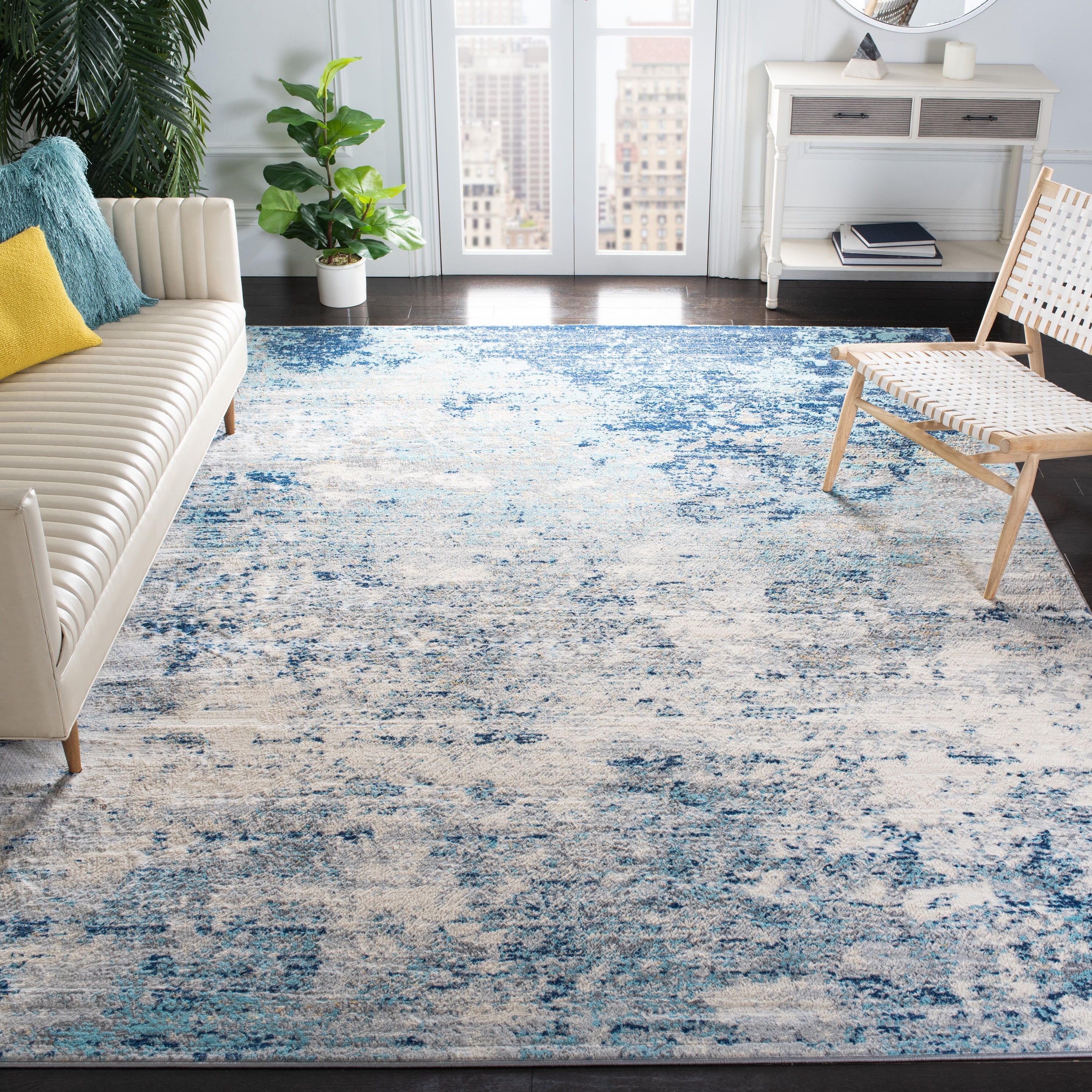 FAST SHIPPING BEDROOM LIVING ROOM ABSTRACT LUXE CARPETS RUGS BLUE GRAY AREA RUG 