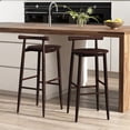 thumbnail image 4 of Gymax Bar Height Stools Set of 2 Bar Chair w/ Acacia Wood Frame Supporting Legs Brown, 4 of 8