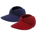 thumbnail image 2 of siminsem 2 Pack Women Sun Visor Hat UPF 50+ Wide Brim Lightweight Foldable Ponytail Summer Beach Hat Roll Up UV Protection Cap for Travel Swimming Pool, Wine,One Size, 2 of 9