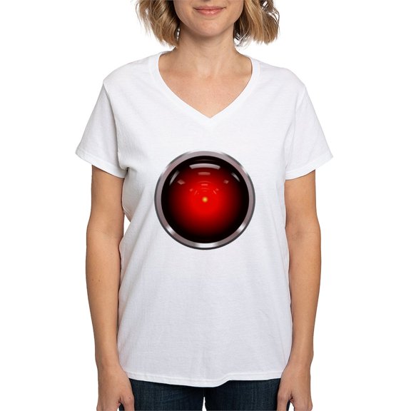 CafePress - HAL 9000 Eye Women's V Neck T Shirt - Womens Cotton V-Neck T-shirt