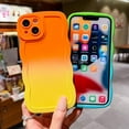 thumbnail image 6 of Case for iPhone 11 Case, Wave Curly Frame Design for Women Girls, Cute Wavy Gradient Color Phone Case, Soft TPU SLiquid Silicone Camera Protection Phone Cover for iPhone 11, Orange Yellow, 6 of 12