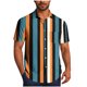 thumbnail image 2 of Blusa y camisa de manga corta con cuello vuelto para hombre, blusa informal de moda con cuello vuelto y estampado de rayas, blusa de manga corta con botones, blusa de poliéster para hombre, 2 of 6