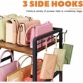 thumbnail image 5 of X-COSRACK Freestanding Purse Organizer Stand, 3-Tier Heavy Duty Metal & Wood Handbag Display Rack with 15 Hooks, Adjustable Closet Bag Storage Shelf, Black, 5 of 8