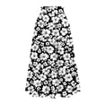 thumbnail image 4 of Women’s High Waist Tiered A Line Midi Skirt with Elastic Waistband and Floral Print Suitable for Daily Wear and Outings Black L, 4 of 5