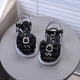 thumbnail image 5 of KPOPLK Toddler Girl Sandals Little Kids Summer Dress Shoes Open Toe Flats Cute Sandals for School Beach Party Size 7,Black, 5 of 8