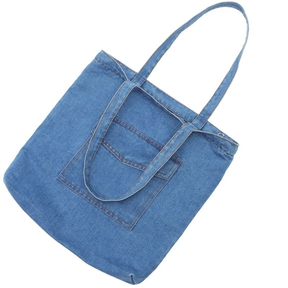 TEHAUX Fashion Denim Tote Bags for Women Rectangular Light Blue 1Pcs Gym and Work