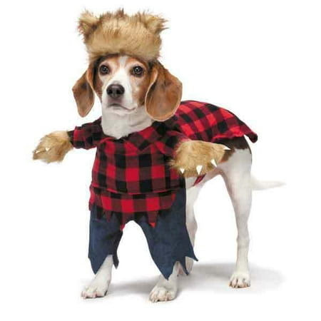 Dog Halloween Costume Scary Werewolf Fake Arms Red Plaid Shirt Pants Furry Beast (xSmall)